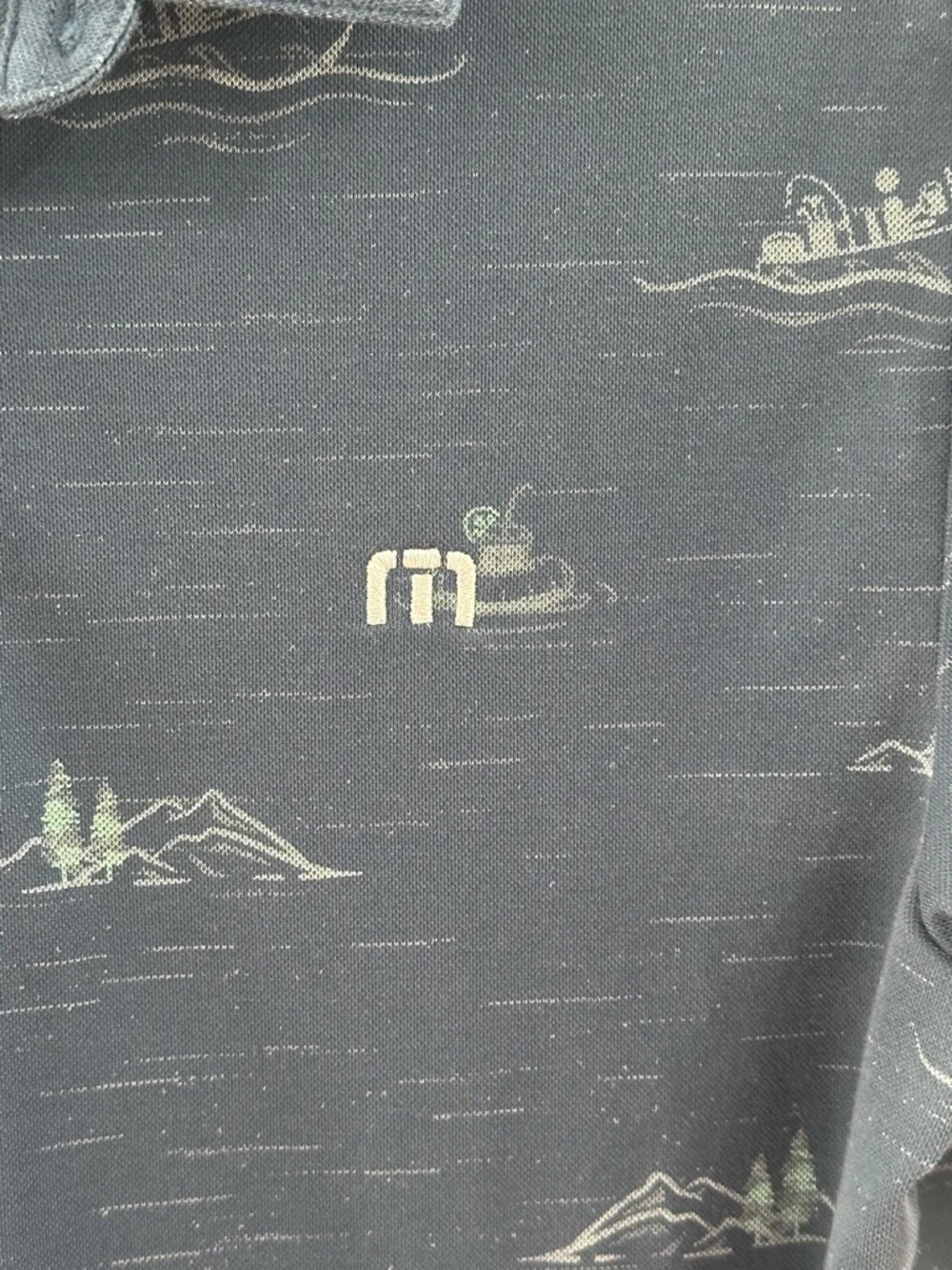 Travis Mathew Men's "Take A Whiff" Fishing & Lake Scene Polo - Size S - Picture 2 of 9
